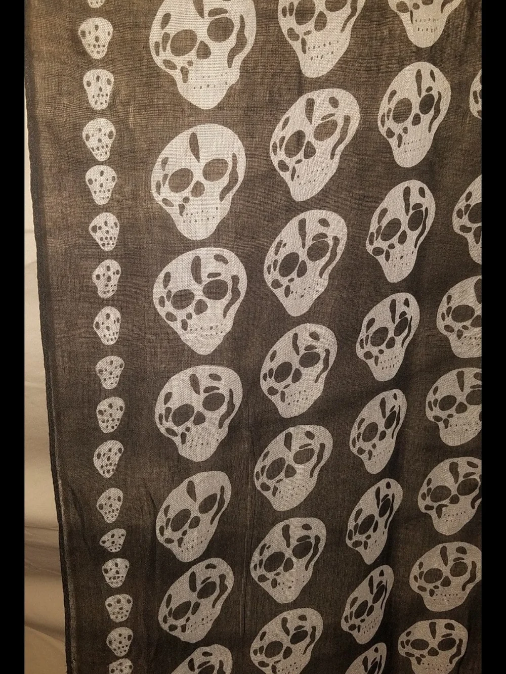 Black and White Skull Print Women's Scarf